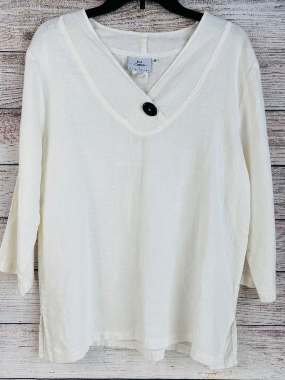 VTG Hot Cotton Mark Ware Popover Blouse Linen White Small